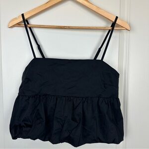 Abound Black Bubble Peplum Top Large Adjustable Straps
